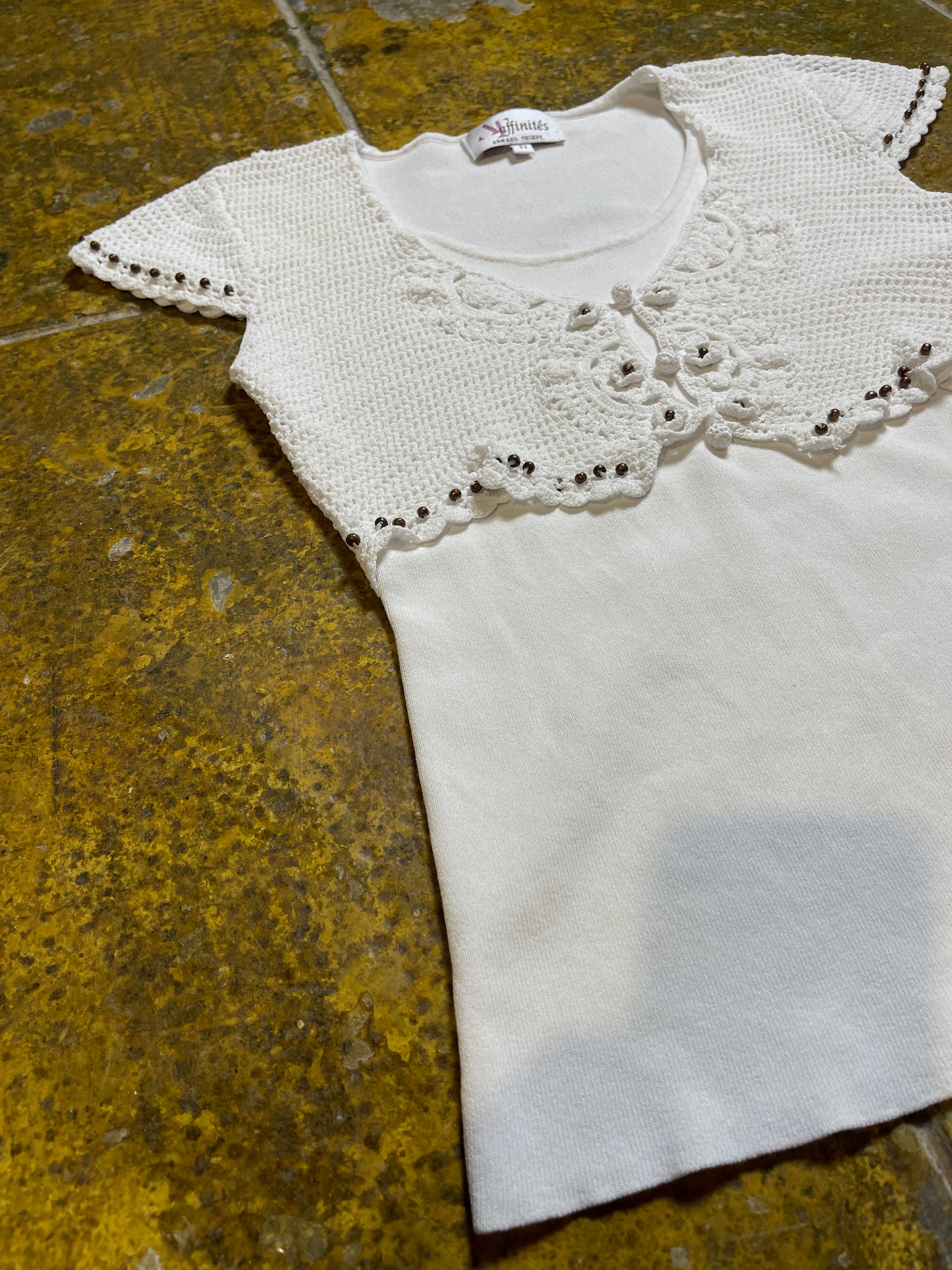 Armand Thiery Short Sleeve Top White 2000s y2k - S