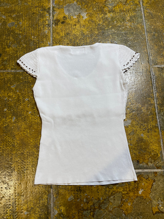Armand Thiery Short Sleeve Top White 2000s y2k - S