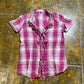 Benetton Short Sleeve Top Pink White 2000s y2k - XS