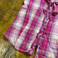 Benetton Short Sleeve Top Pink White 2000s y2k - XS