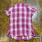 Benetton Short Sleeve Top Pink White 2000s y2k - XS