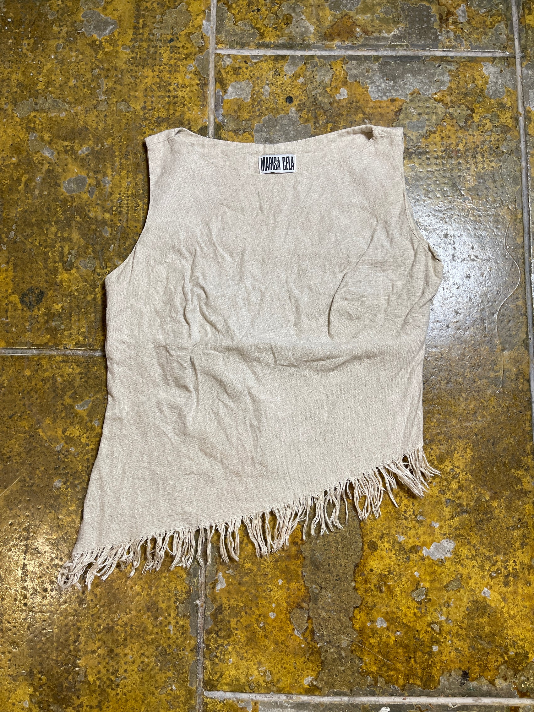 Marisa Cela Sleeveless Asimetric Top Beige Cream 2000s y2k - L