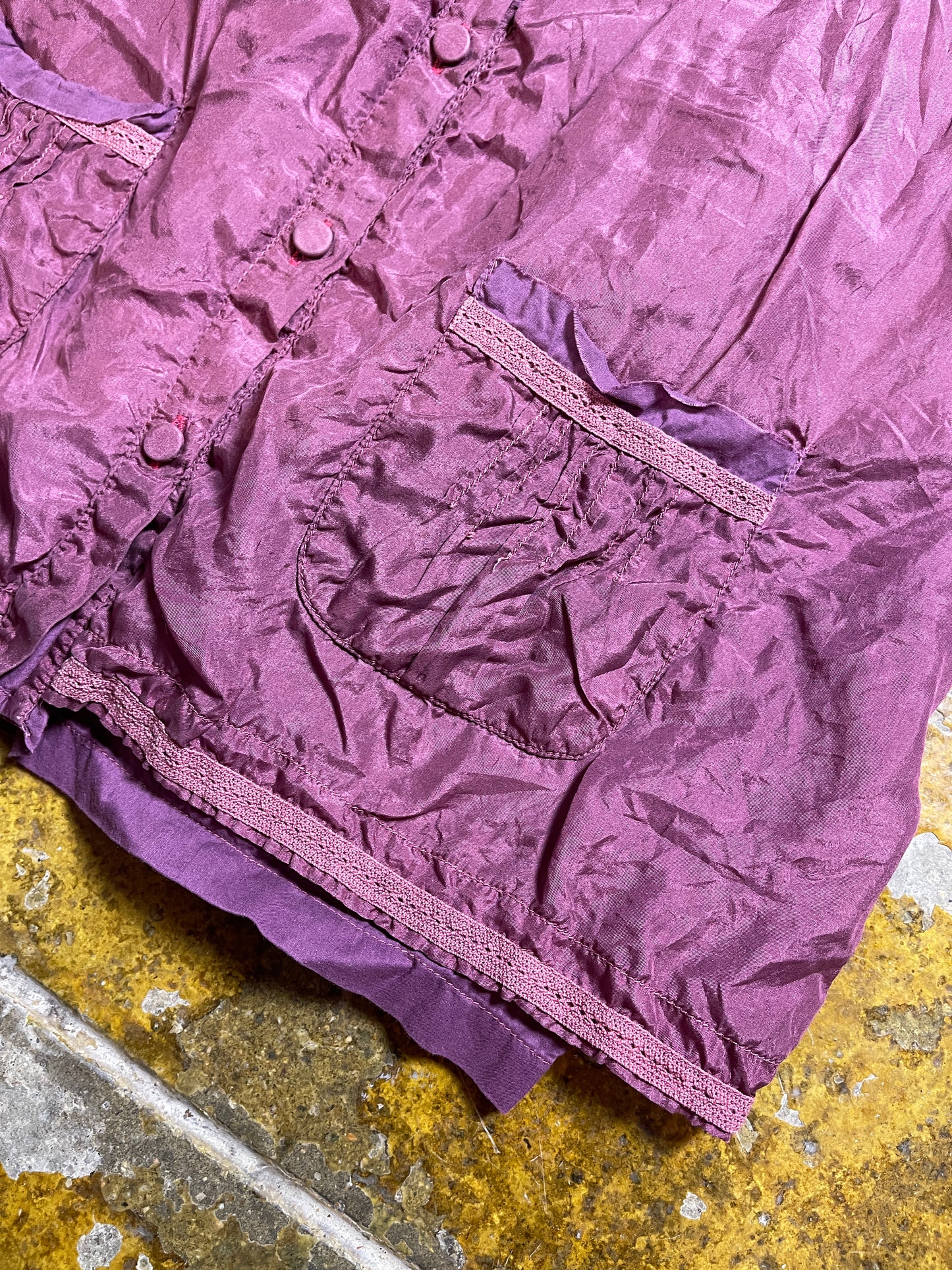 Purificacion Garcia Short Sleeve Silk Top Purple 2000s y2k - L