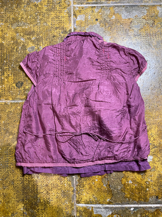 Purificacion Garcia Short Sleeve Silk Top Purple 2000s y2k - L
