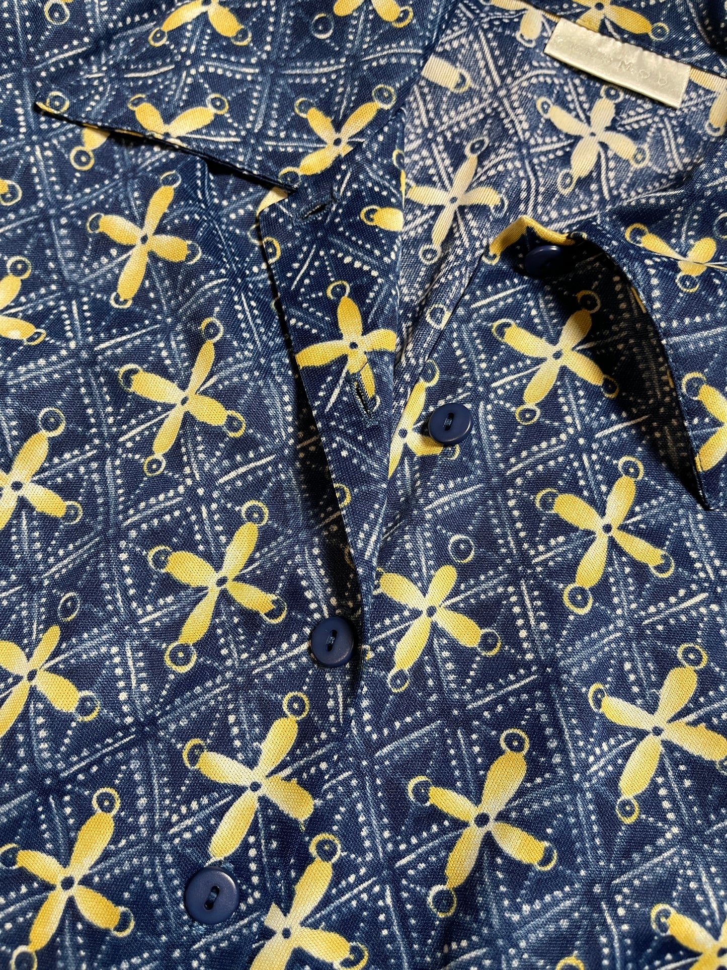 Promod Short Sleeve Top Blue Yellow 2000s y2k - L