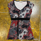 Cache Cache Short Sleeve Top Black Red 2000s y2k - M