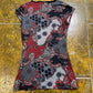Cache Cache Short Sleeve Top Black Red 2000s y2k - M