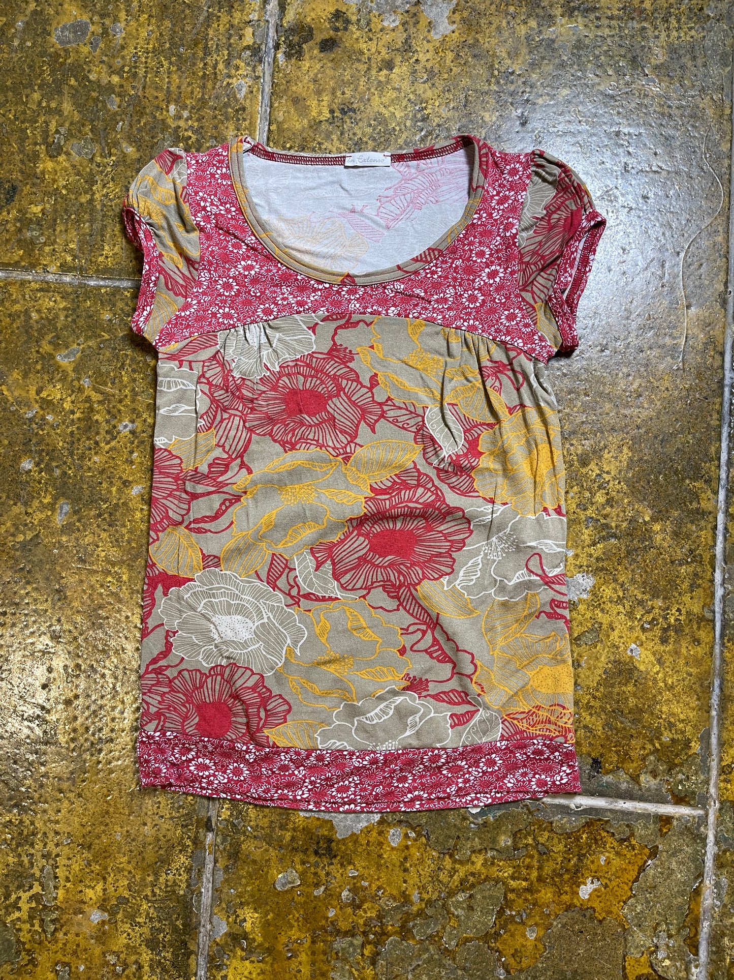 In Extenso Short Sleeve Top Brown Red 2000s y2k - XS/S