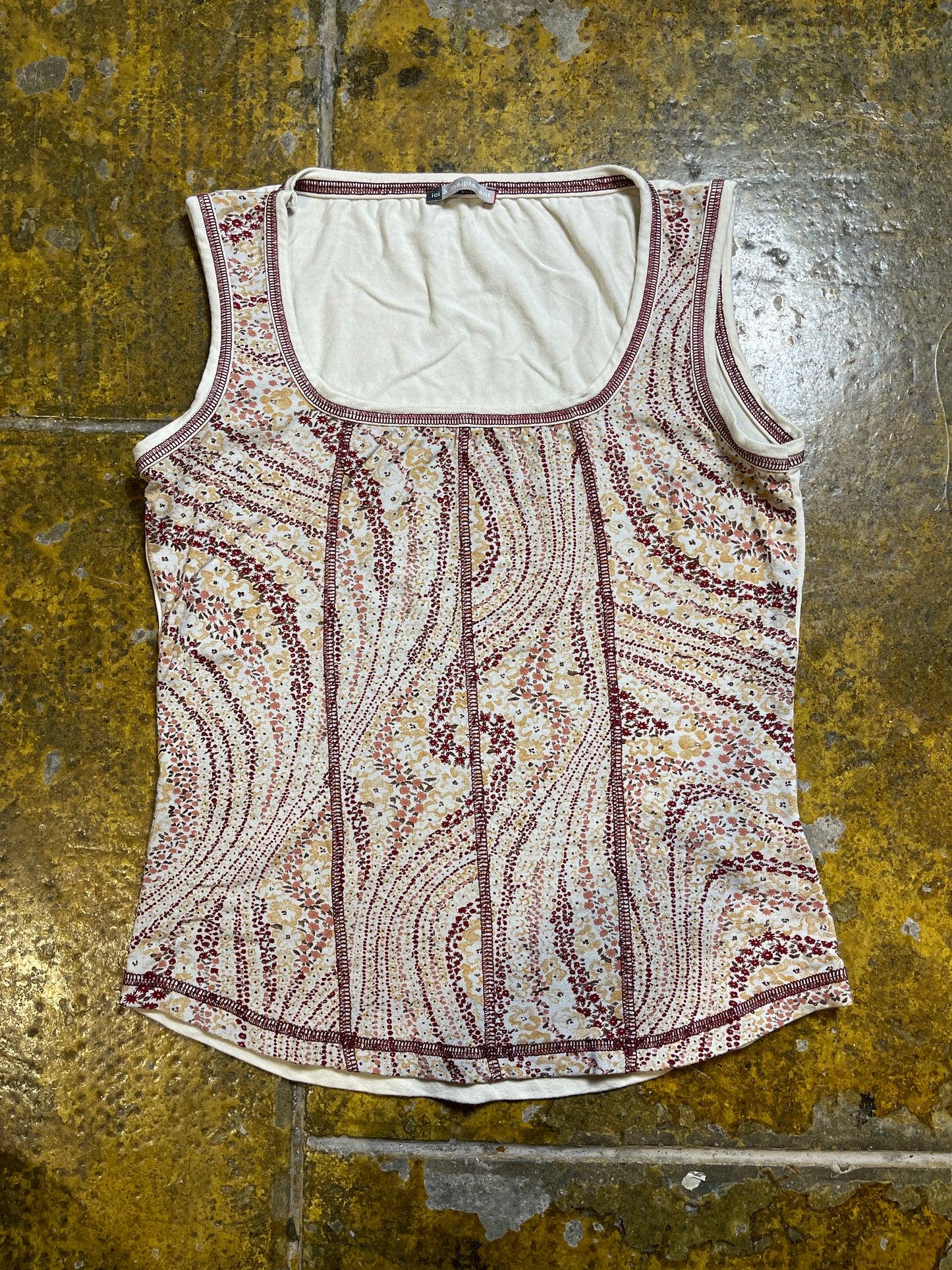 Ici & Maintenant Sleeveless Top White Red 2000s y2k - M