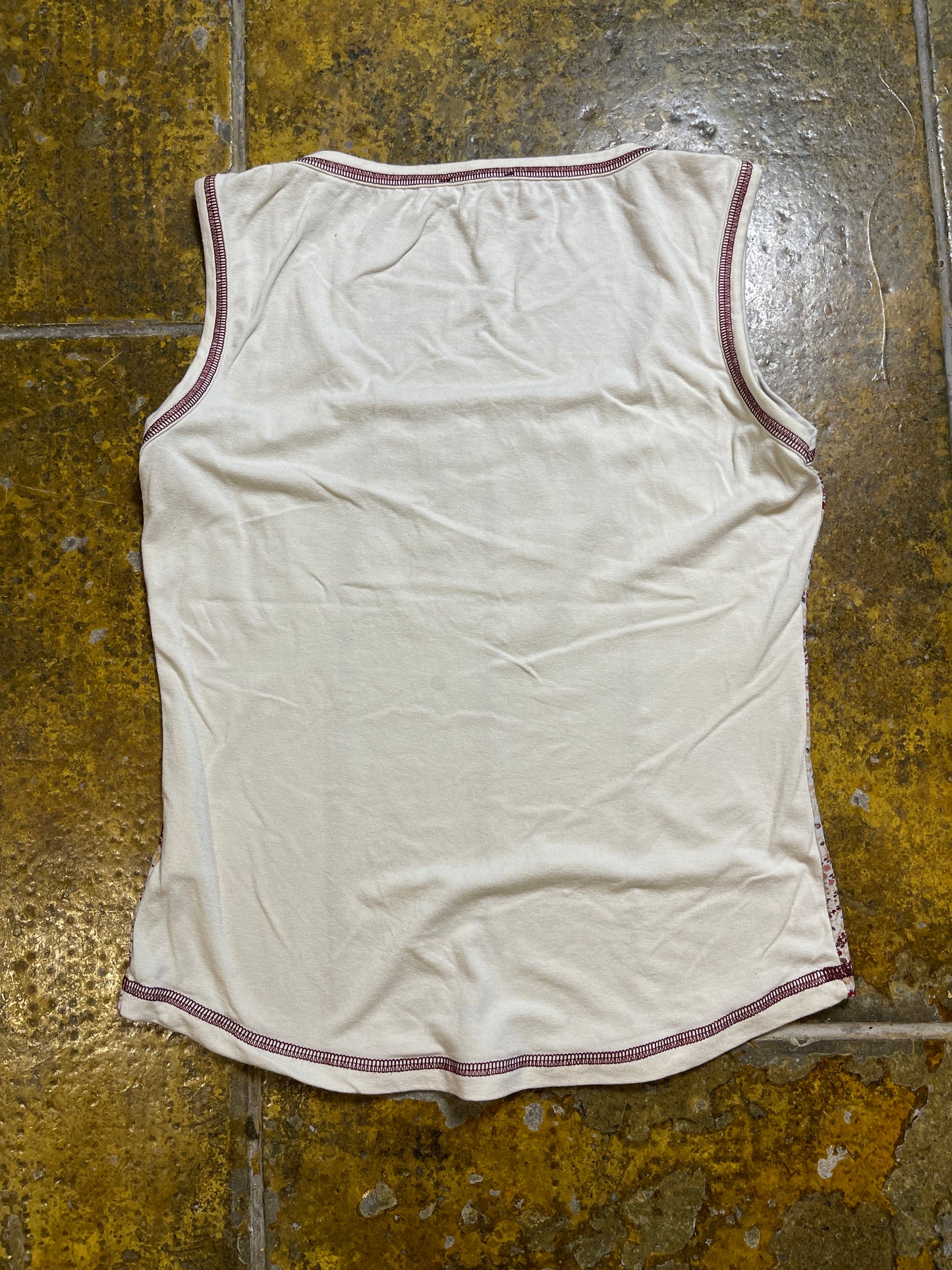 Ici & Maintenant Sleeveless Top White Red 2000s y2k - M