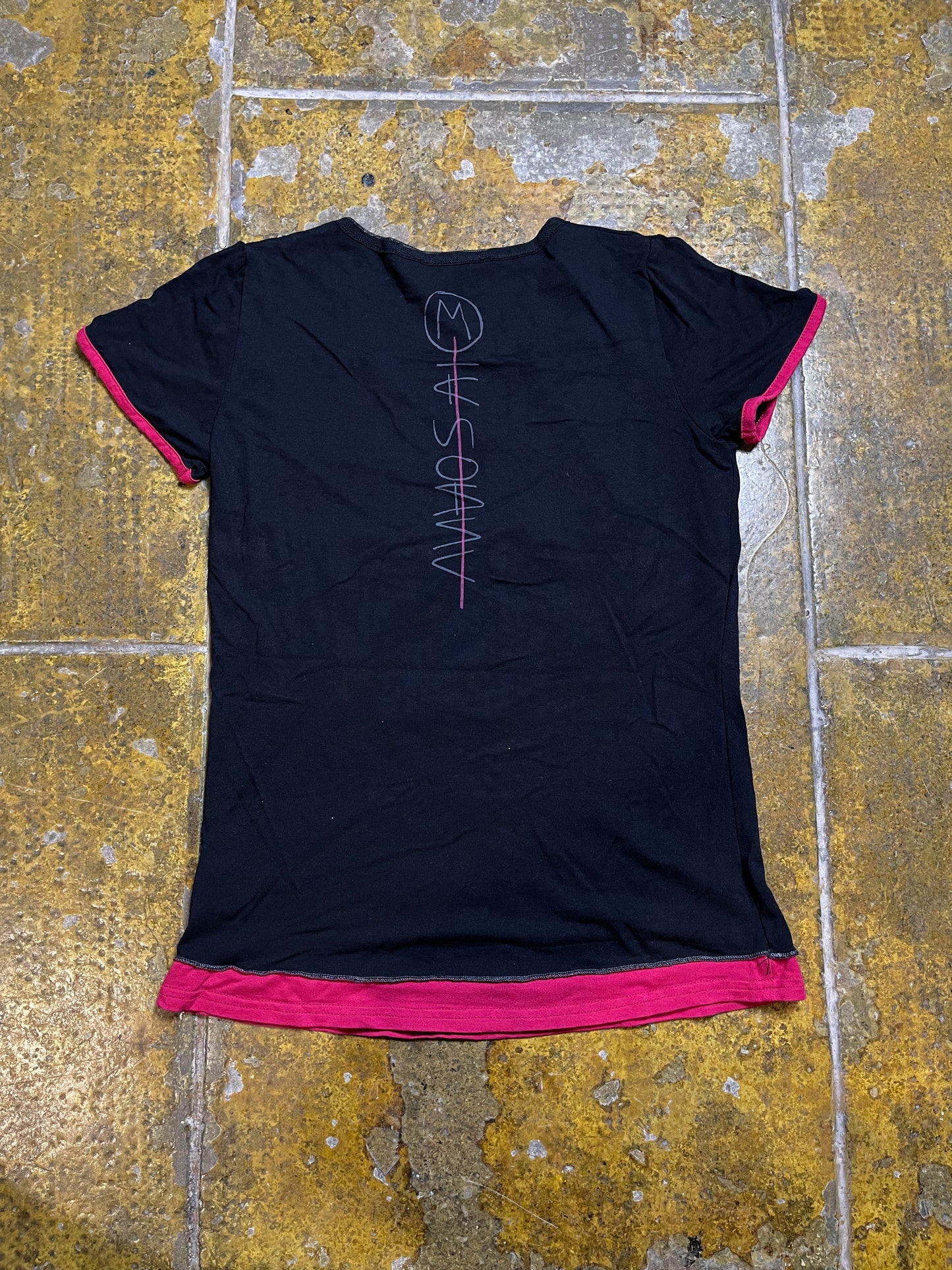 Short Sleeve Top Black Pink 2000s y2k - S
