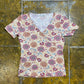 Influx Short Sleeve Top Creme Multicolor 2000s y2k - M/L