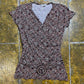 Patrice Breal Short Sleeve Top Brown White 2000s y2k - S