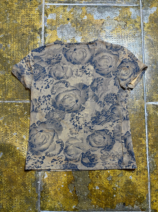 Camaieu Short Sleeve Top Orange Black 2000s y2k - S