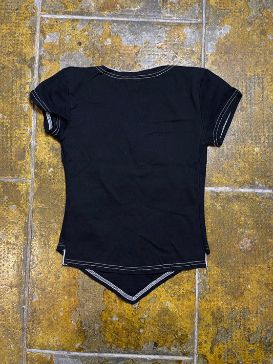 Prima Paris Short Sleeve Top Black 2000s y2k - M/L
