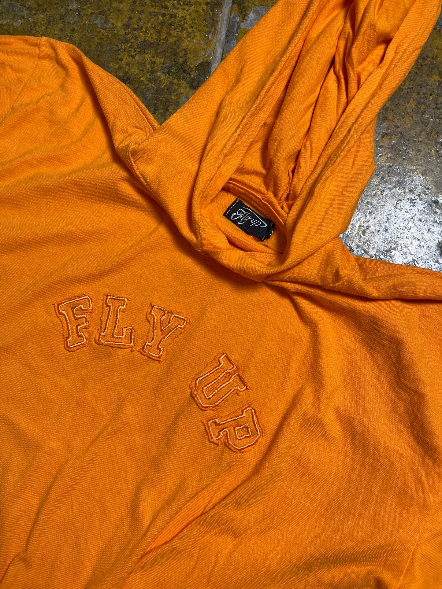 Fly Up Hooded T-Shirt Orange 2000s y2k - M/L