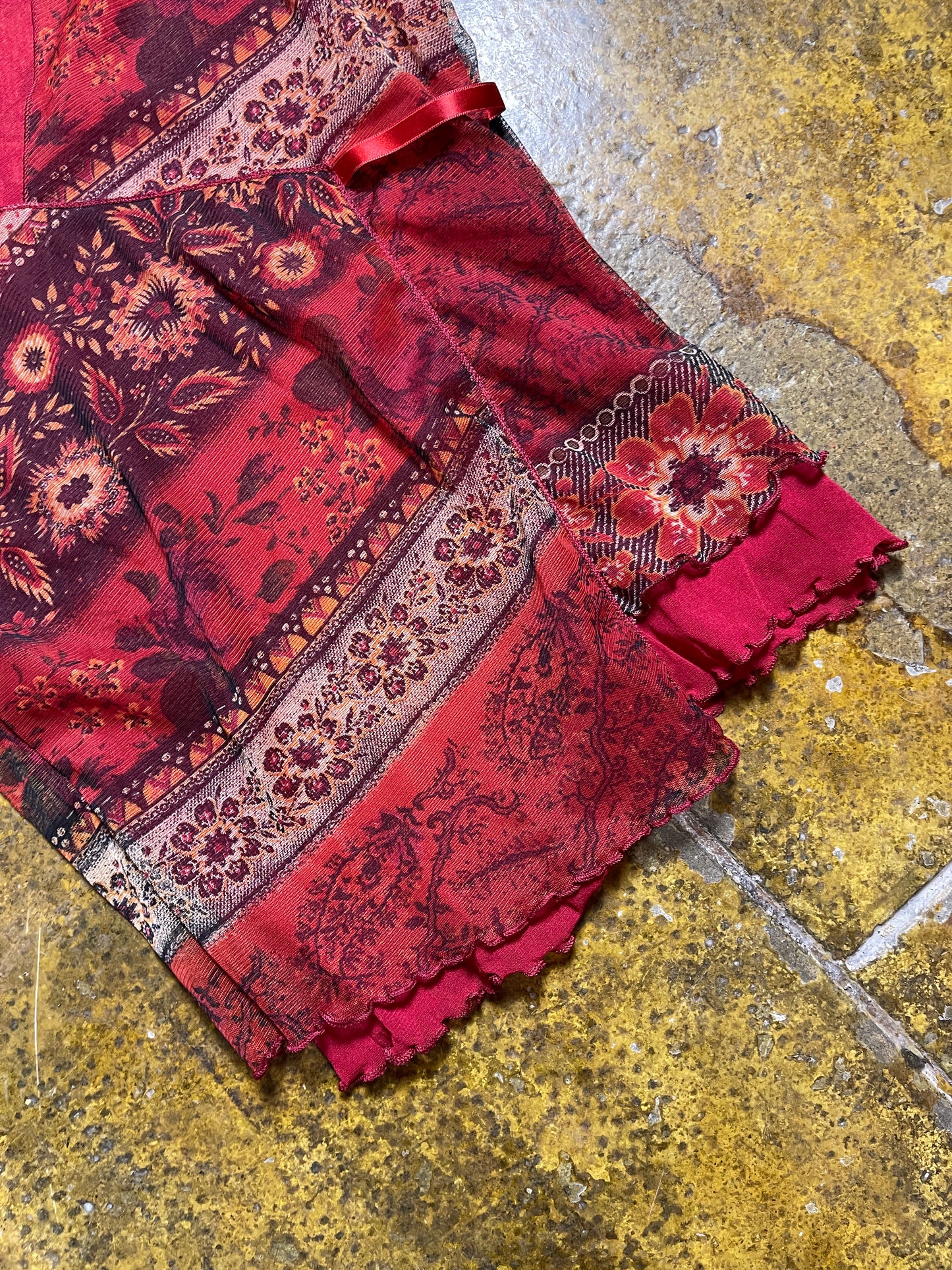 Patrice Breal Short Sleeve See Through Top Red 2000s y2k - M
