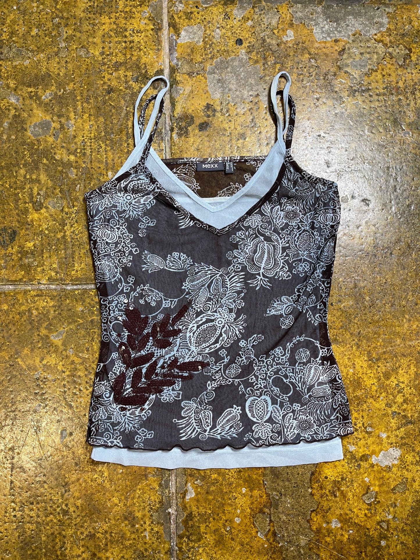 Mexx Sleeveless Top Turquoise Brown 2000s y2k - XS