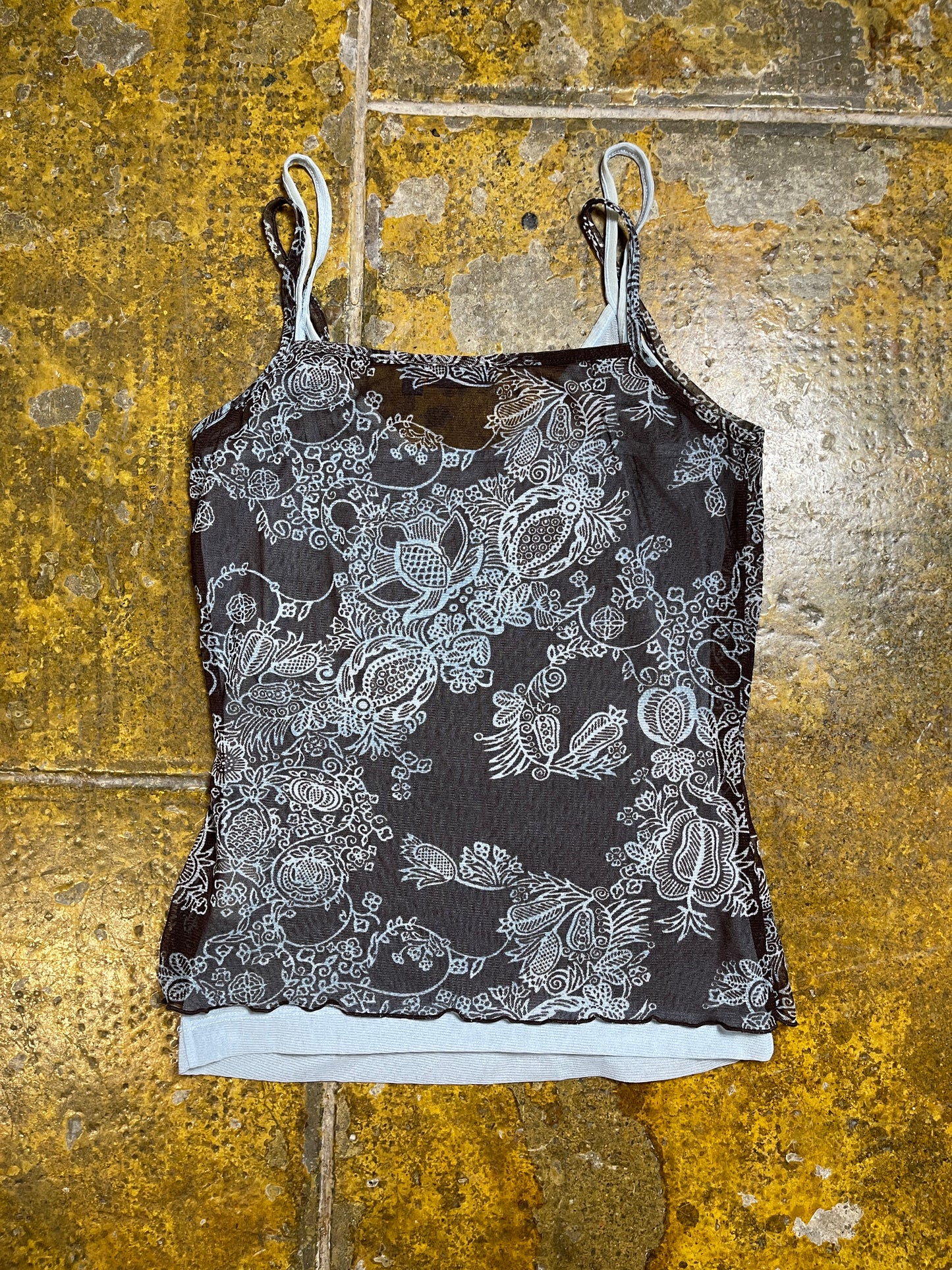 Mexx Sleeveless Top Turquoise Brown 2000s y2k - XS