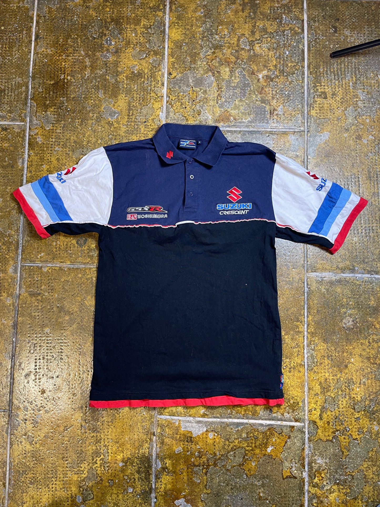 Crescent Suzuki GsxR Racing Polo Shirt Navy 2000s y2k - M