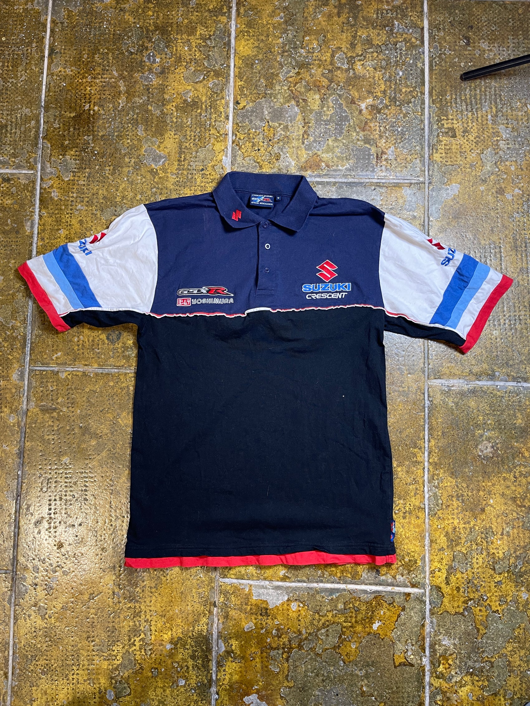 Crescent Suzuki GsxR Racing Polo Shirt Navy 2000s y2k - M