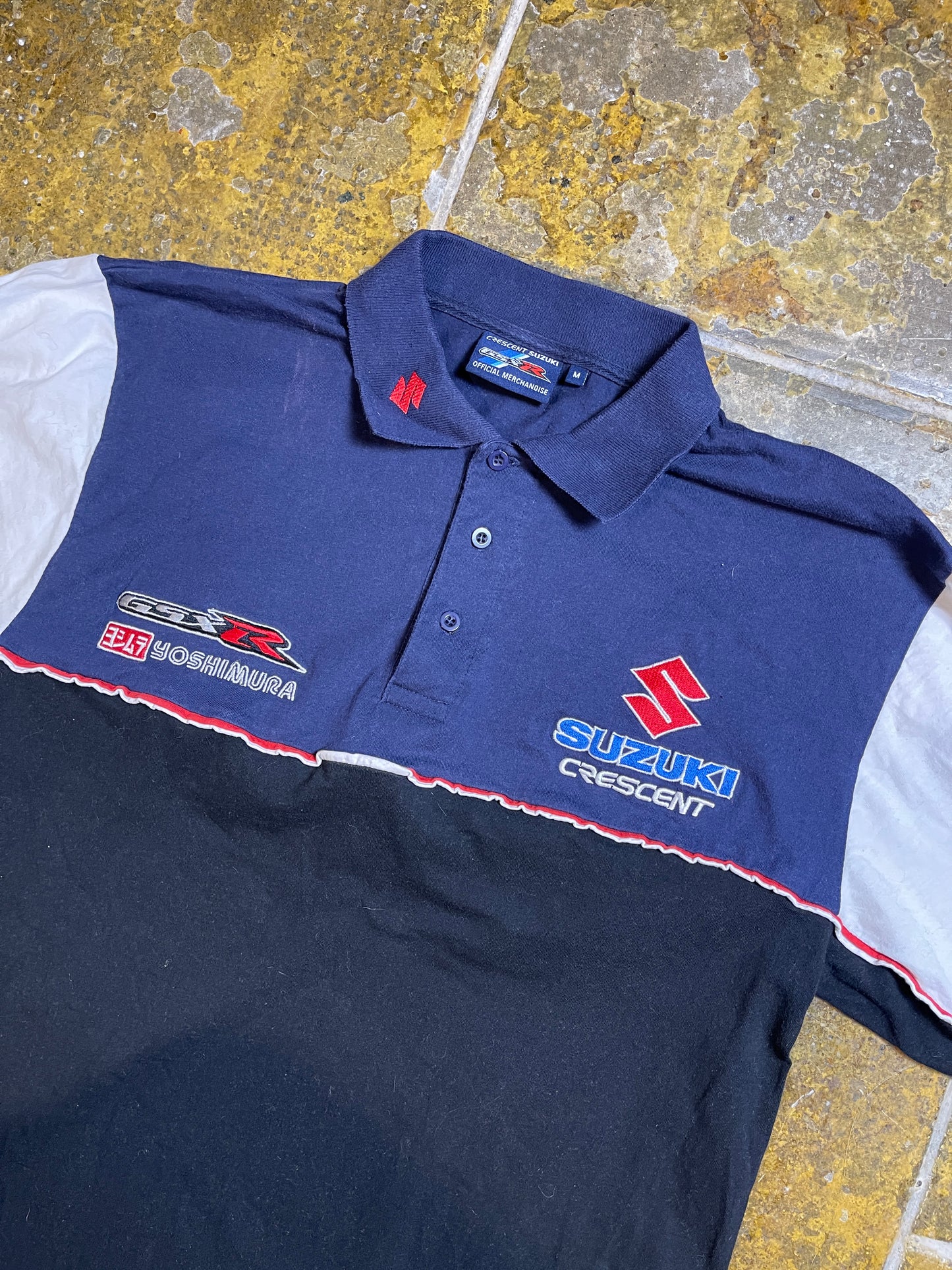 Crescent Suzuki GsxR Racing Polo Shirt Navy 2000s y2k - M