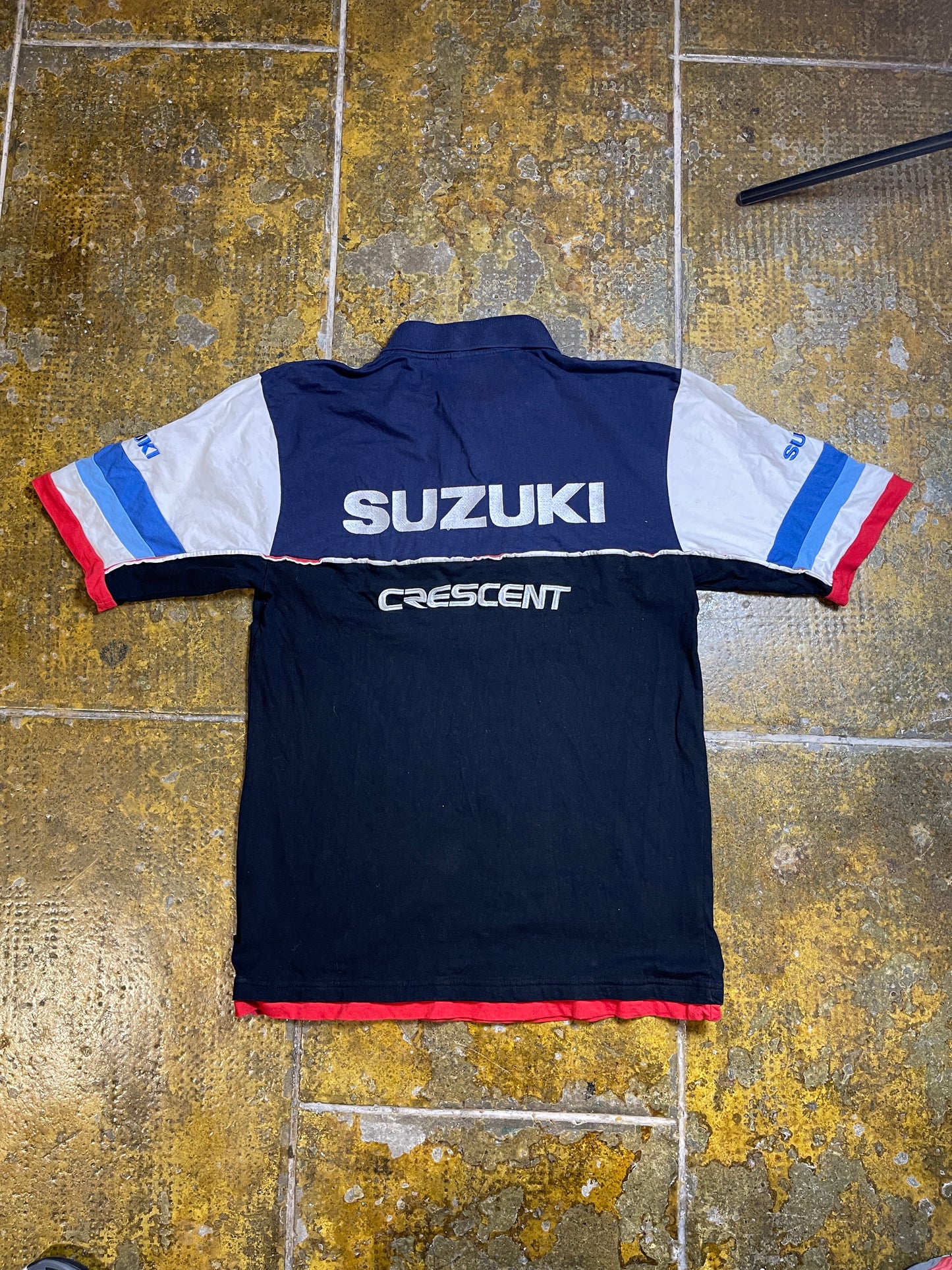 Crescent Suzuki GsxR Racing Polo Shirt Navy 2000s y2k - M