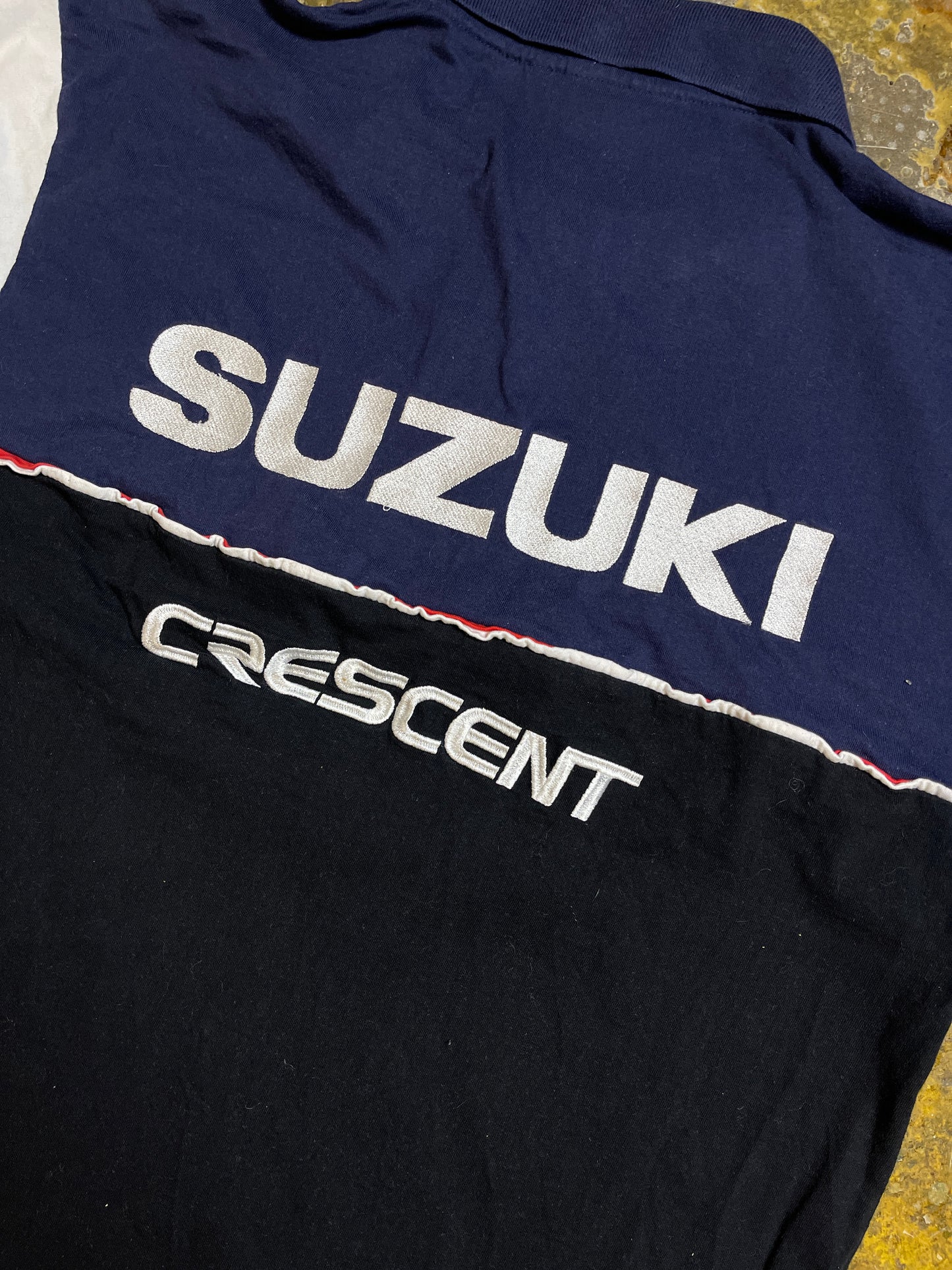 Crescent Suzuki GsxR Racing Polo Shirt Navy 2000s y2k - M