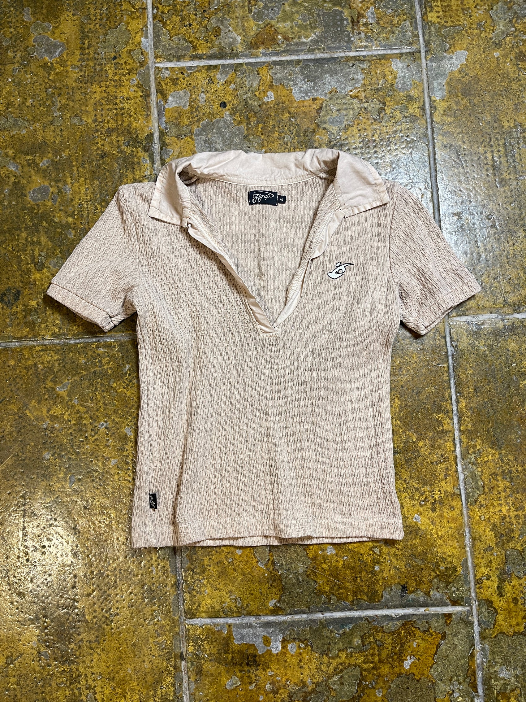 Fly Up Short Sleeve Top Beige 2000s y2k - S