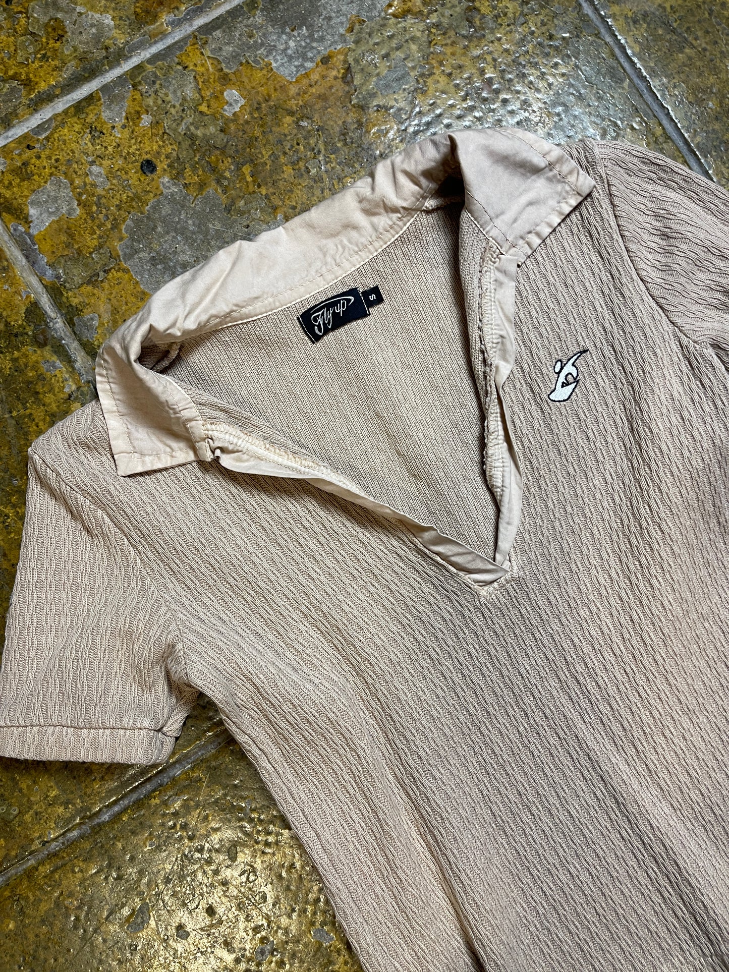 Fly Up Short Sleeve Top Beige 2000s y2k - S