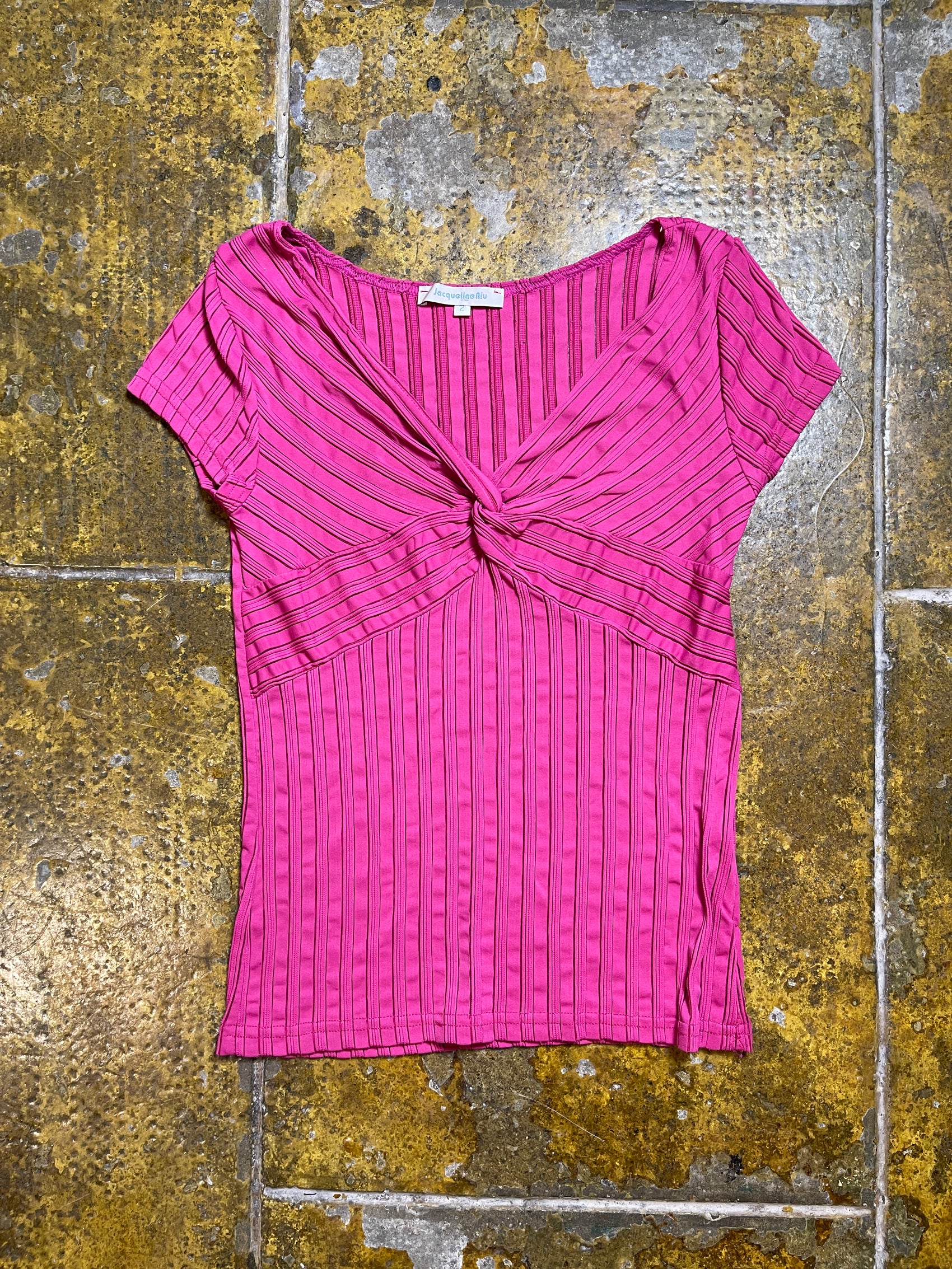 Jacqueline Riu Short Sleeve Top Pink 2000s y2k - M