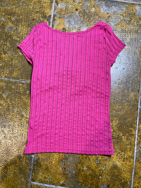Jacqueline Riu Short Sleeve Top Pink 2000s y2k - M