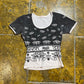 Chevignon Short Sleeve Top Black White 2000s y2k - XS