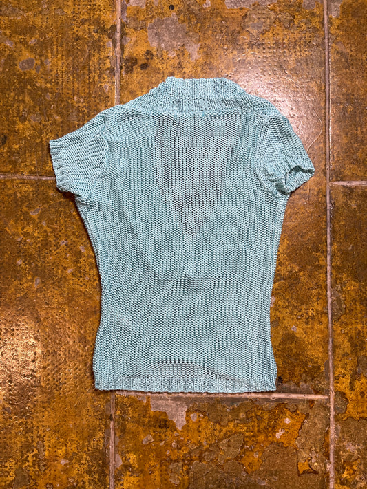 Cache Cache Short Sleeve Summer Sweatshirt Blue 2000s y2k - M