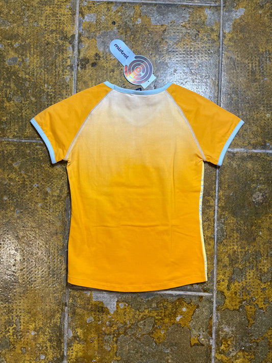 Mistral Short Sleeve Top Orange Blue 2000s y2k Deadstock - L