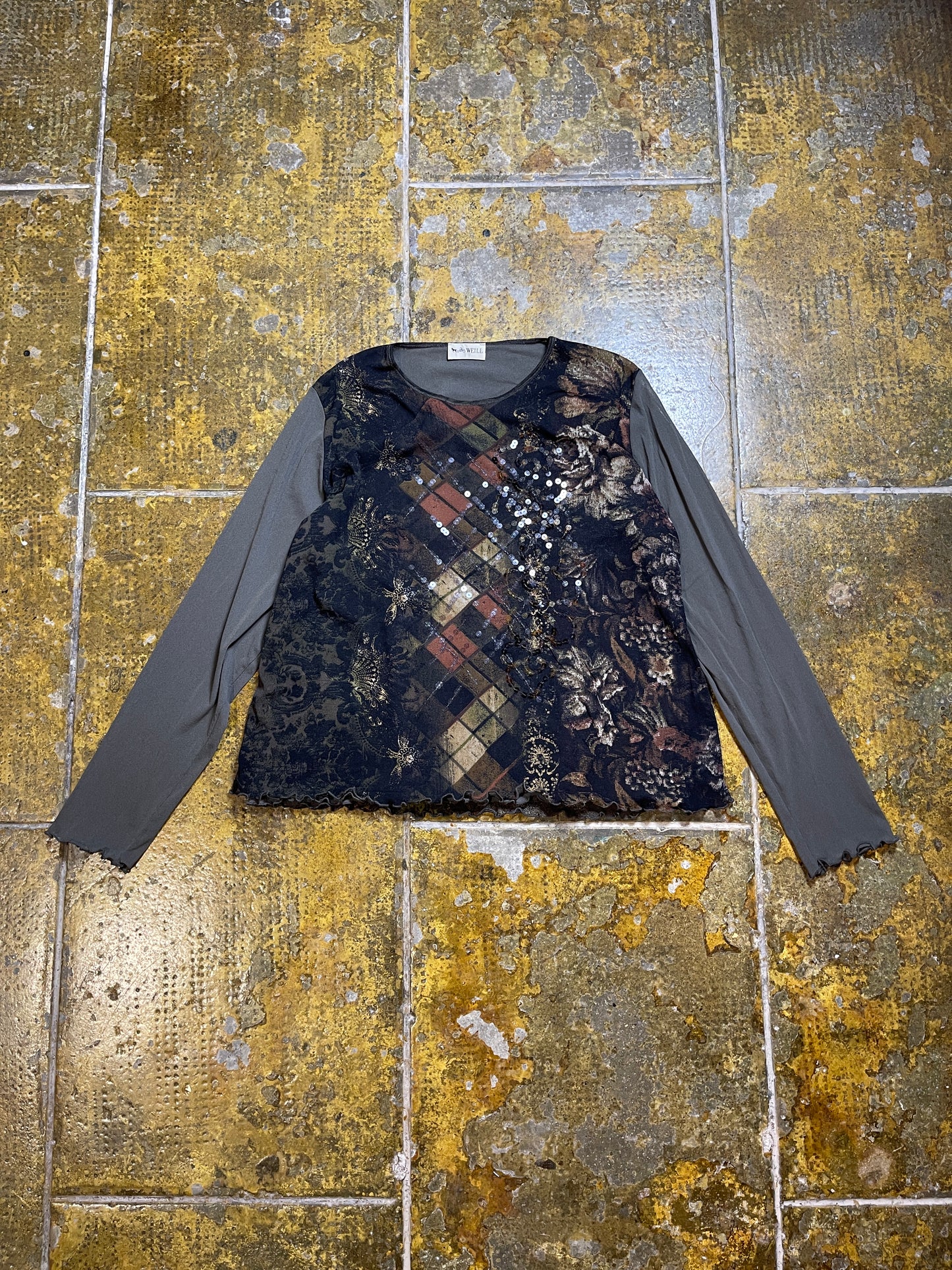 Weill Long Sleeve Top Gray Brown 2000s y2k - XL