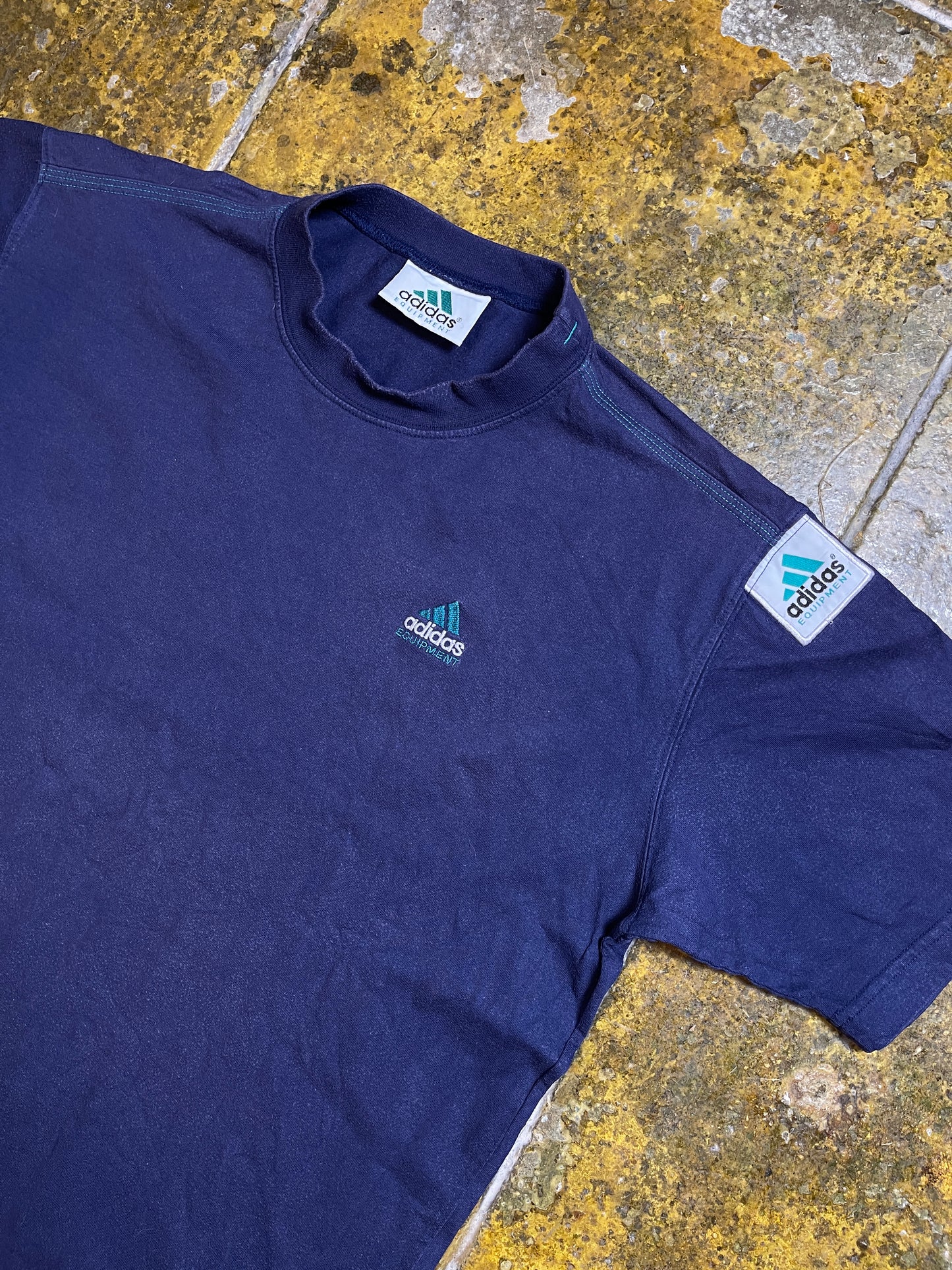 Vintage Adidas Equipment T-Shirt Navy 1990s - L