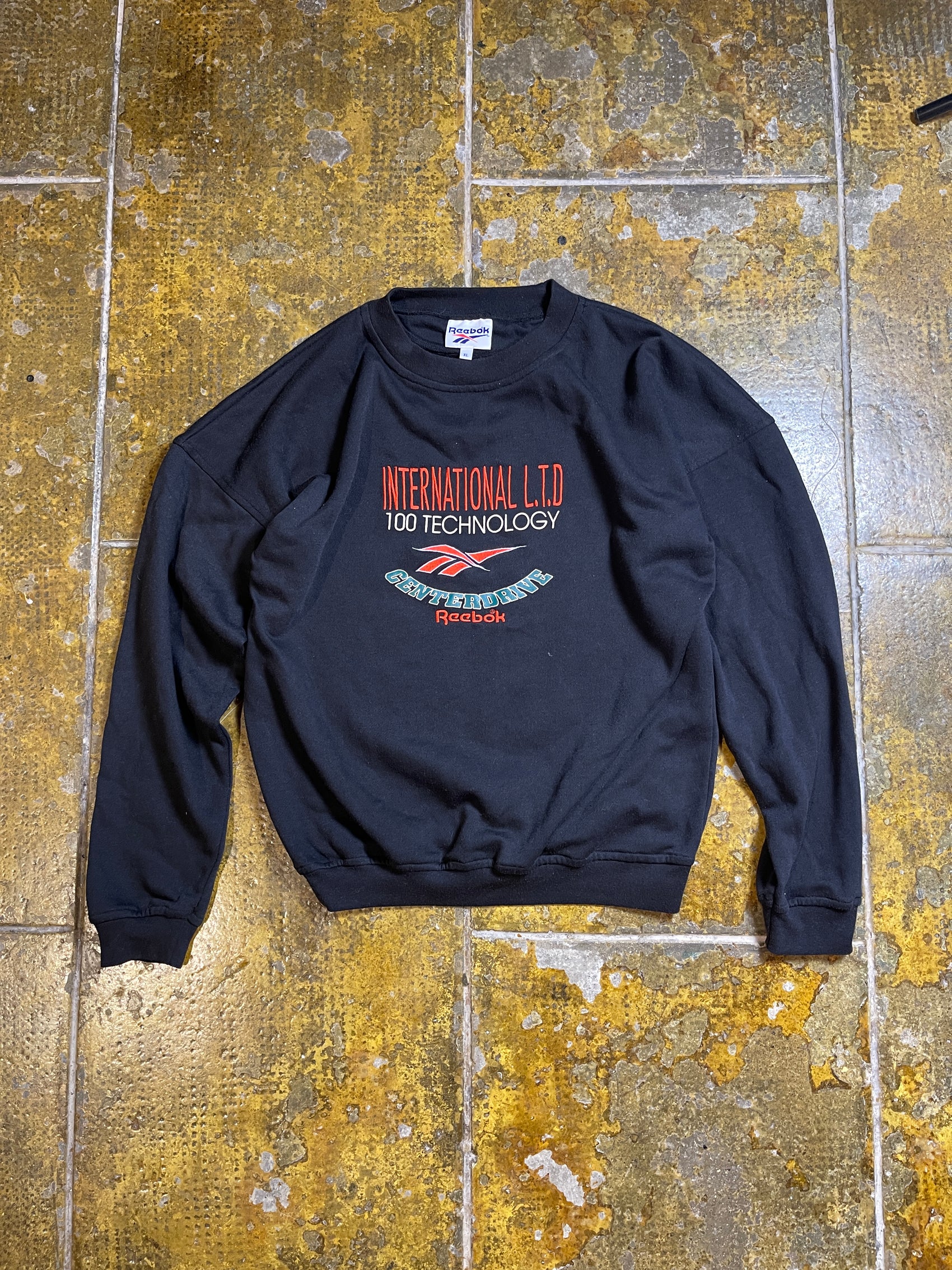 Vintage Reebok Sweatshirt Black 1990s - Xl