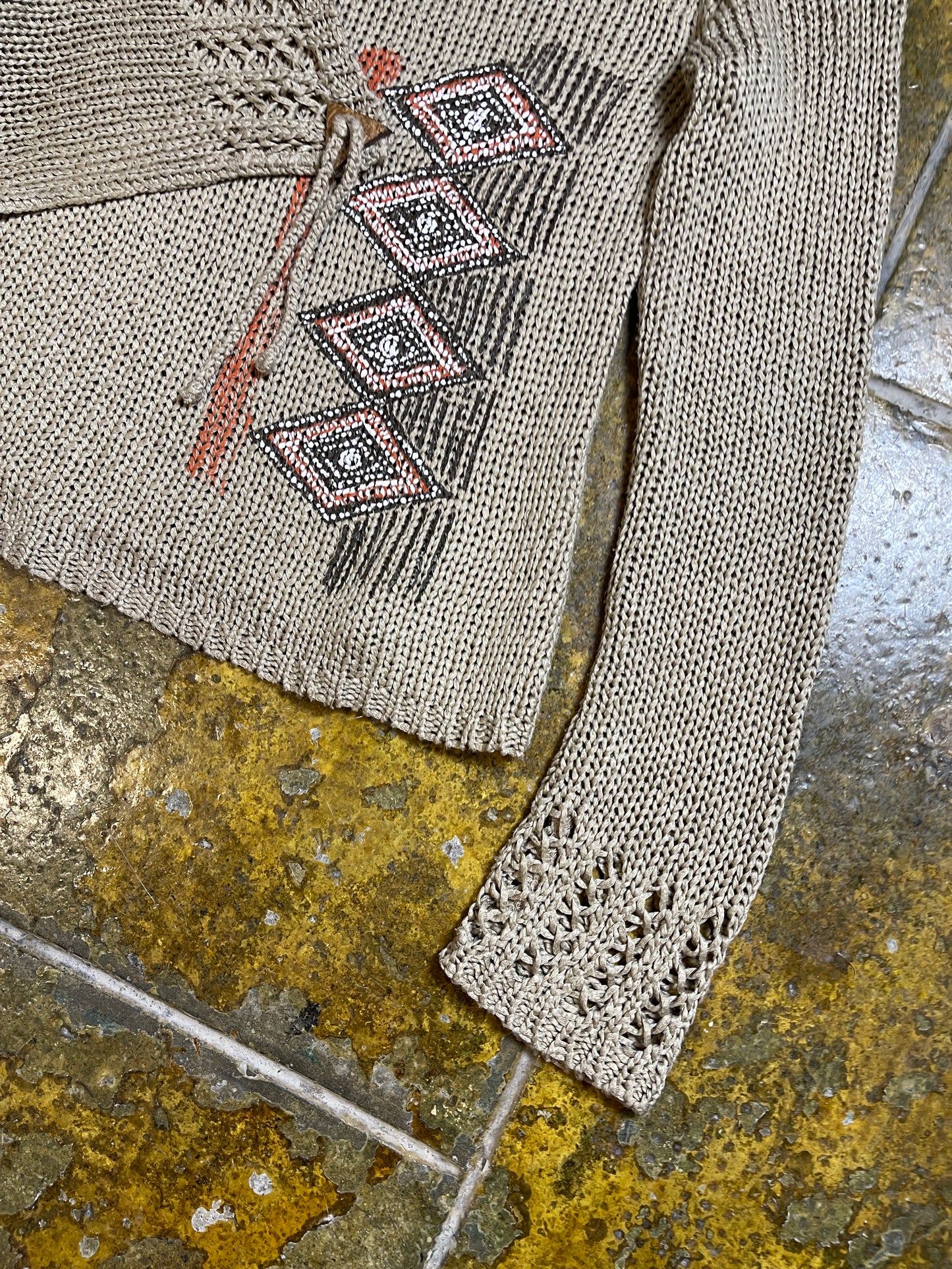 Cache Cache Knitted Sweatshirt Beige 2000s y2k - M
