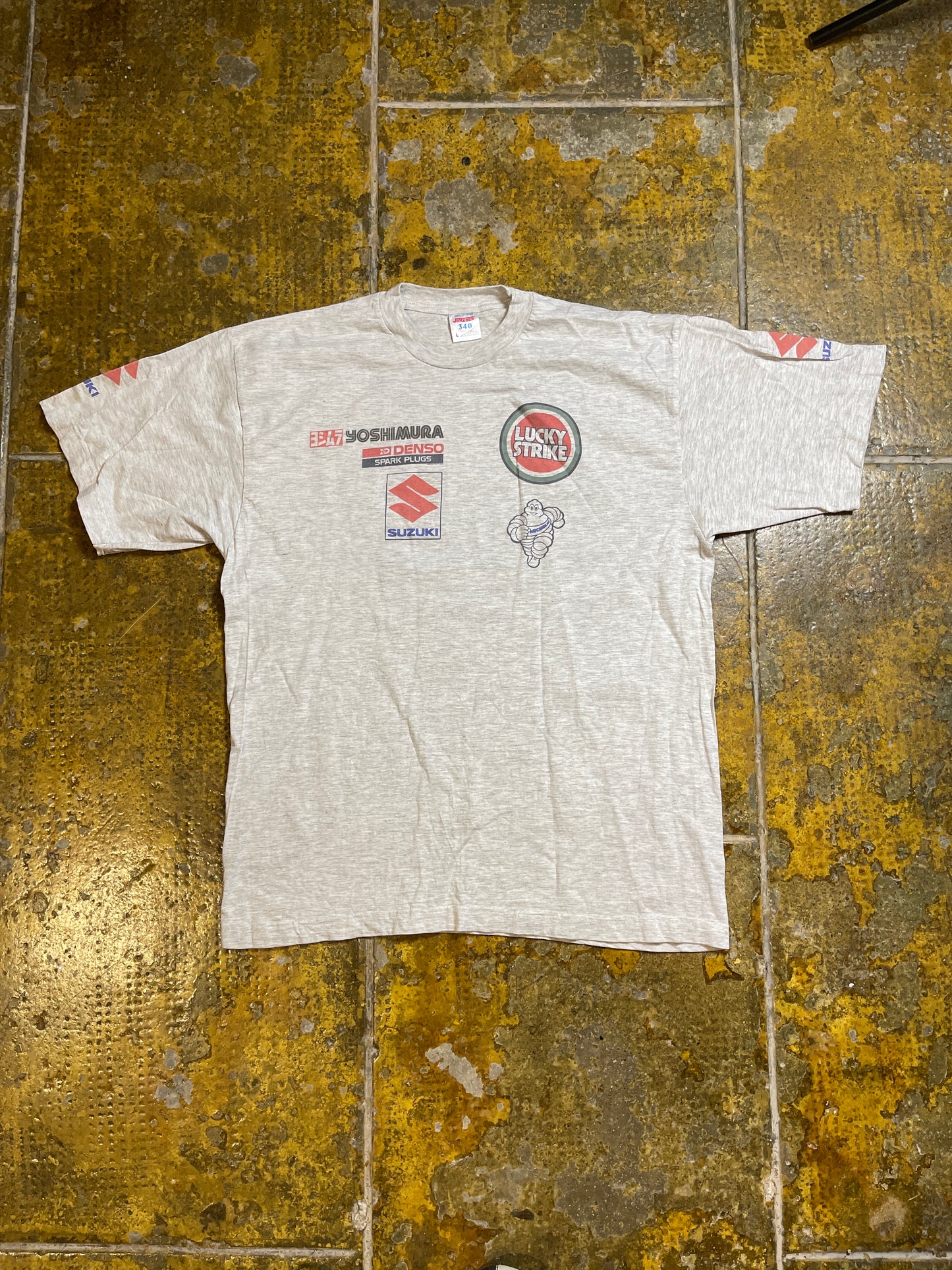 Vintage Jerzees Yoshimura Lucky Strike Michelin Suzuki T-Shirt Gray 1990s - L