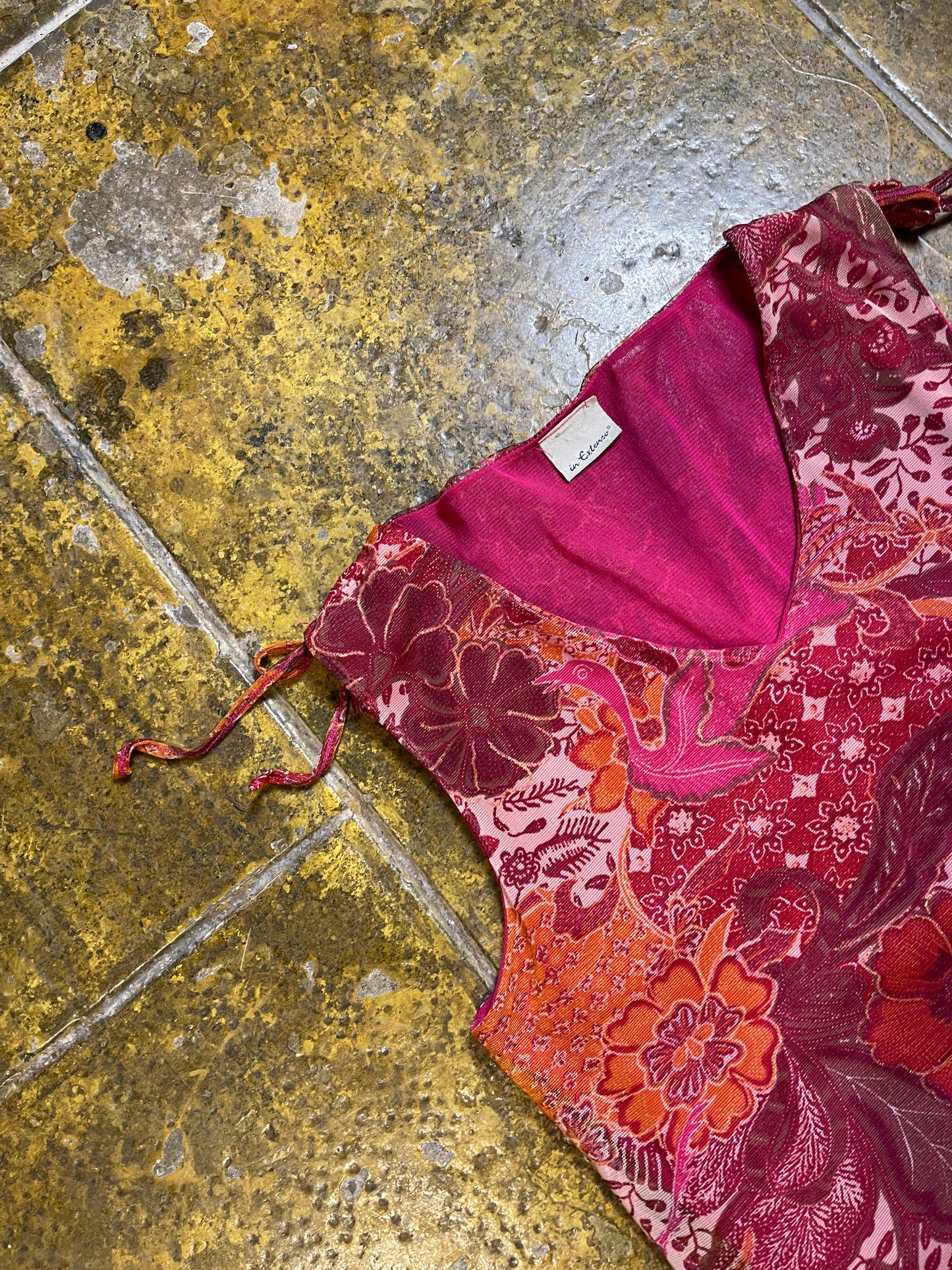 In Extenso See Through Sleeveless Top Red Pink 2000s y2k - XXXL