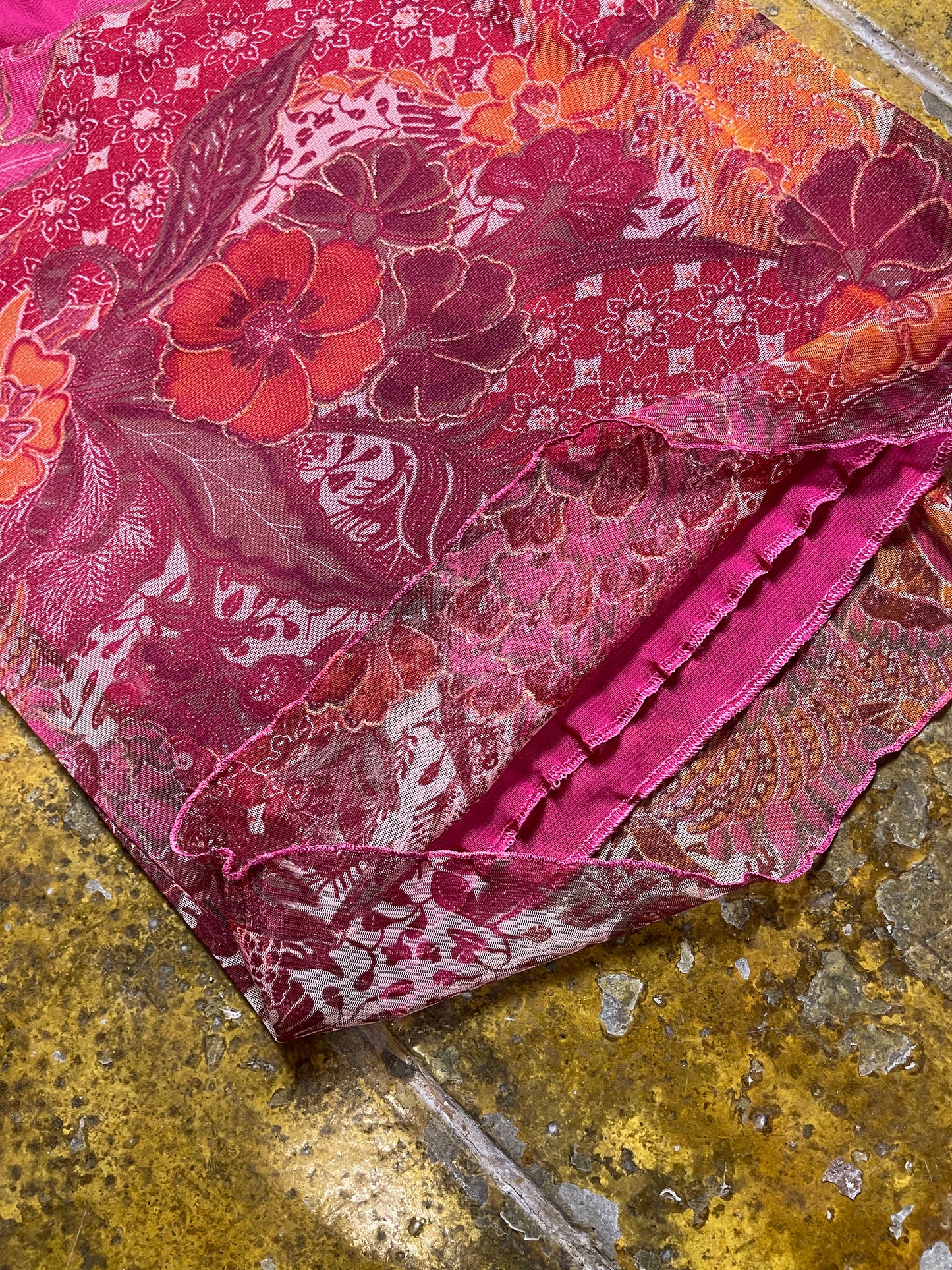 In Extenso See Through Sleeveless Top Red Pink 2000s y2k - XXXL