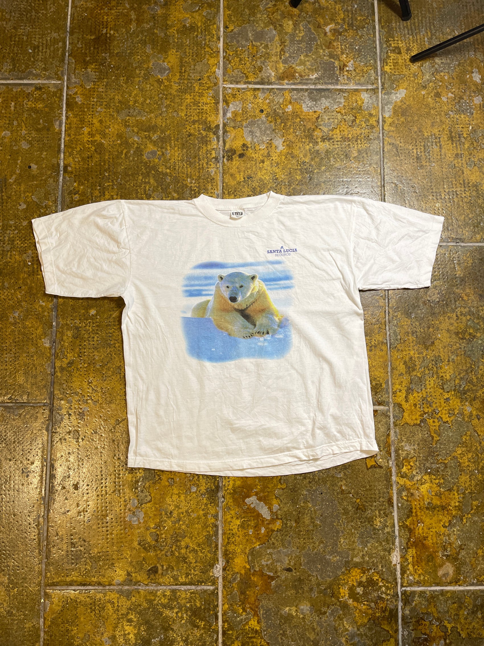 Vintage Santa Lucia Seguros Polar Bear Boxy T-Shirt White 1990s - XXL