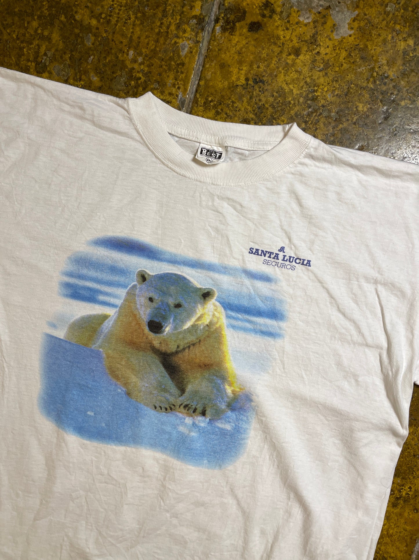 Vintage Santa Lucia Seguros Polar Bear Boxy T-Shirt White 1990s - XXL