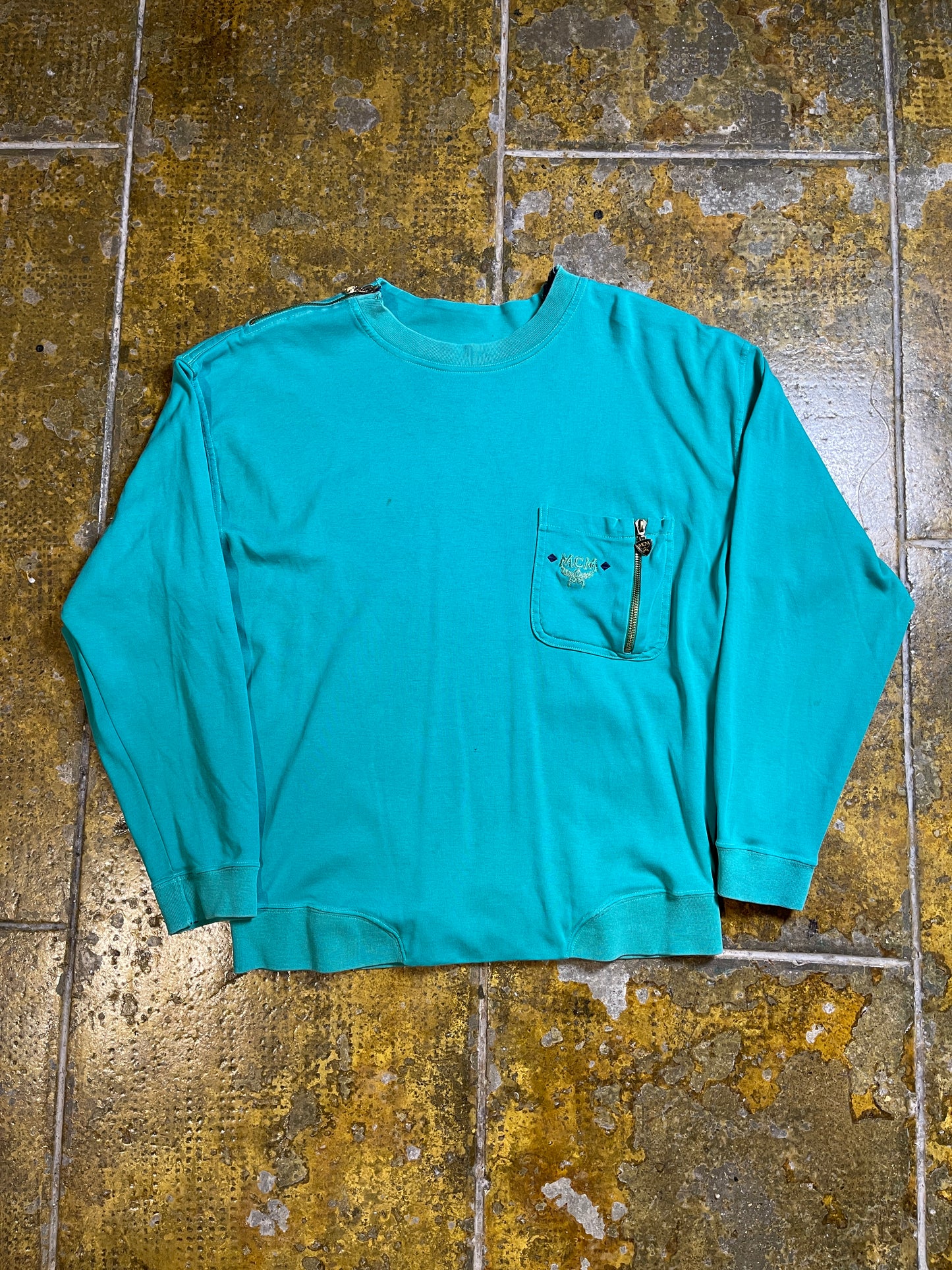 Vintage MCM Sweatshirt Turquoise Green 1990s - L