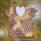 Nina Kalio Short Sleeve Top Beige Red 2000s y2k - L