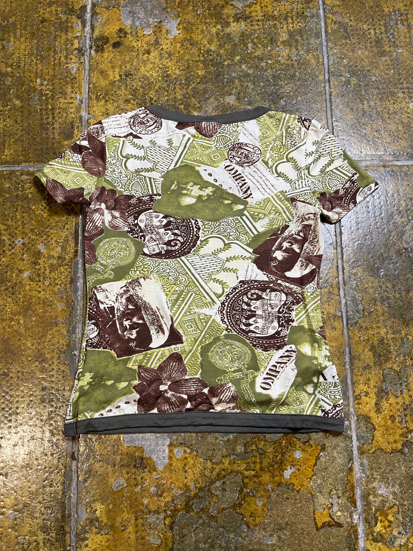 In Extenso Short Sleeve Top Green White 2000s y2k - M/L