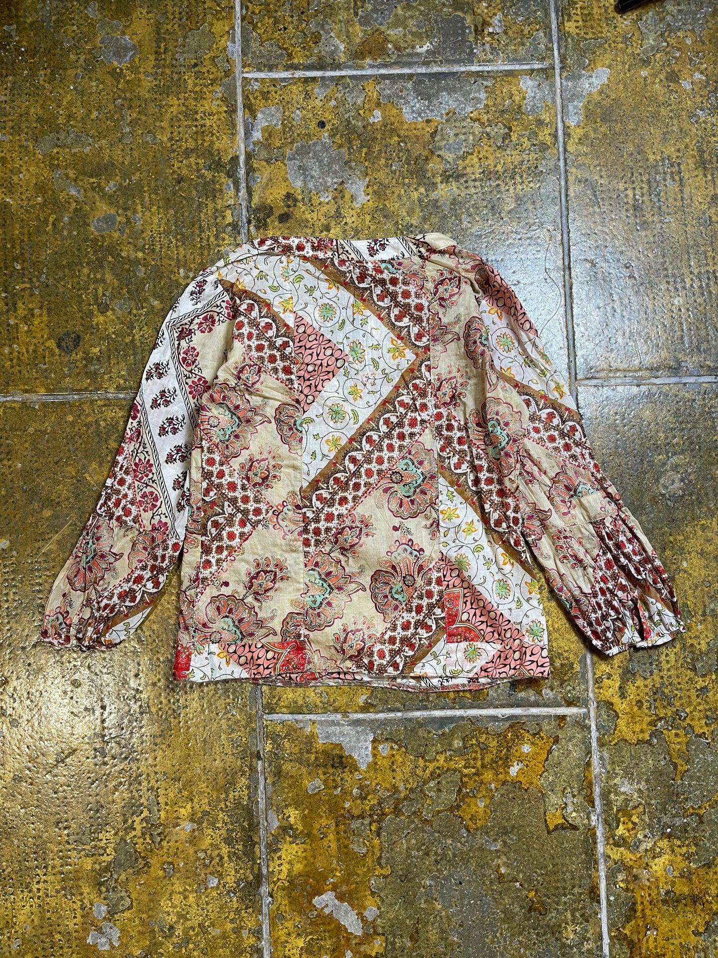 Promod Long Sleeve Top Beige Multicolor 2000s y2k - L
