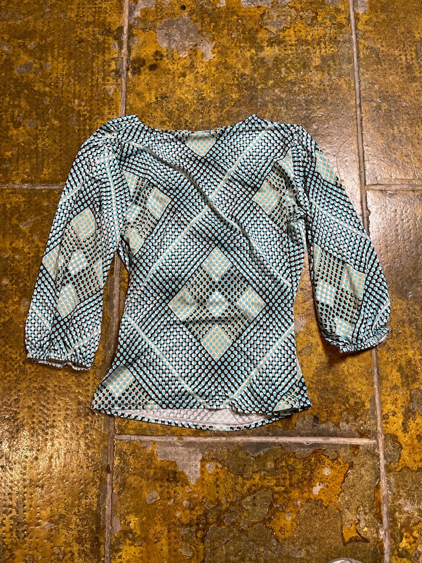 Xanaka Long Sleeve Top Brown Turquoise 2000s y2k - S