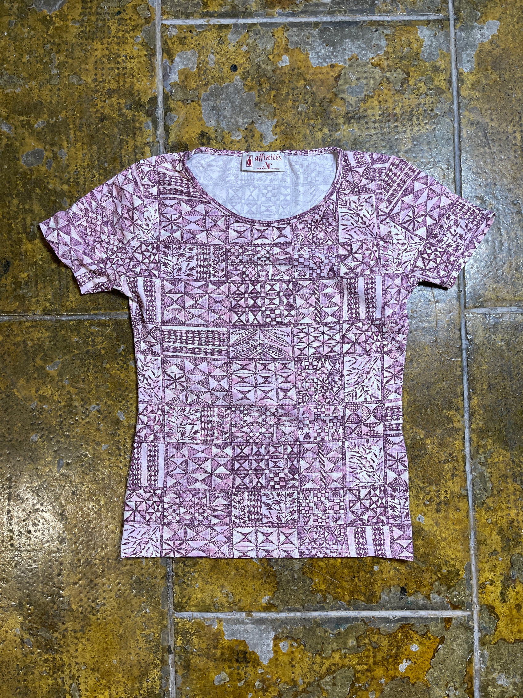 Armand Thiery Short Sleeve Top Pink Purple 2000s y2k - S
